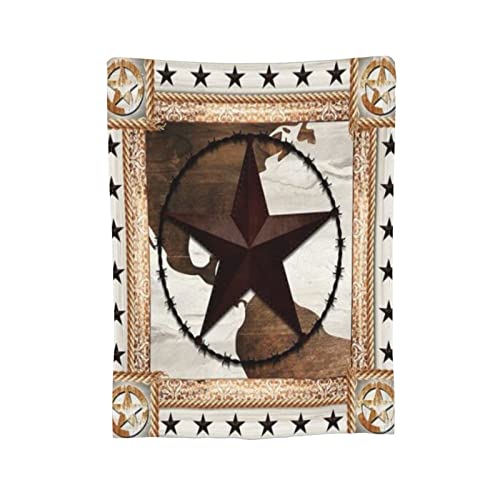 Fleece Blanket Western Texas Star Retro Rustic Throw Blanket For Couch Bed Sofa Chair,Soft Fuzzy Blankets Warm Flannel Lightweight Travel Camping Throw Blankets For Toddler 50"X40" #TOP1