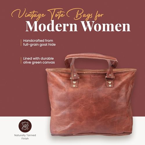 Image of Firu-Handmade Leather Tote Bag for Women Vintage Genuine Leather Purses for Women Handbag