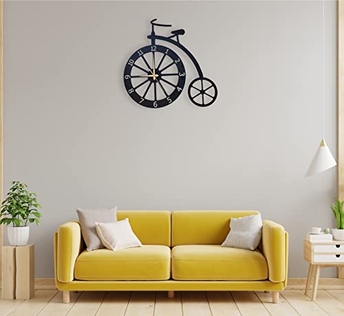 Image of Auromin Cycle Wall Clock for Living Room Stylish | Decorative Metal Clock - Stylish Fancy Wall Watch for Office, Bedroom, Hall, Kitchen | Latesy Big Size Modern Wall Decor for Home