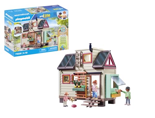 PLAYMOBIL myLife 71509 Tiny House, dom rodzinny wyposażony w wiele dodatków, mały dom z ogródkiem, zabawa w odgrywanie ról, trwałe zestawy odpowiednie dla dzieci od 4 roku życia