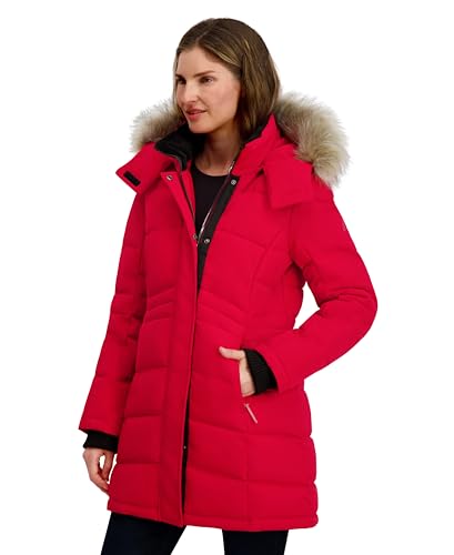 Image of Nautica Women's Mist Heavyweight Winter Coat- Puffer Jacket With Detachable Faux Fur Hood