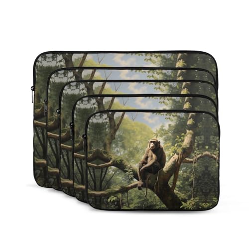 Funda para laptop 12 pulgadas estampada Mono en árbol miniatura 2