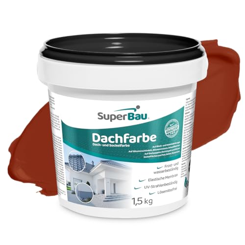SuperBau Dachfarbe Ziegelrot (1,5kg ca.3,5m²) Sockelfarbe WASSERDICHT, Fassadenfarbe für Außen, Dachbeschichtung für Blechdach, Bitumen, Dachpappe, Schindeln, Putz SuperBau Dachfarbe Ziegelrot (1,5kg ca.3,5m²) Sockelfarbe WASSERDICHT, Fassadenfarbe für Außen, Dachbeschichtung für Blechdach, Bitumen, Dachpappe, Schindeln, Putz