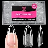 QIEK 510 Stück 15 Größen Nail Tips für Gelnägel Medium Mandel Soft Gel Nageltips Full Cover Nail Tips Pre-Shaped Press On Nails Kein Feilen Erforderlich Fake Nagel Tips für Home DIY Nageldesign