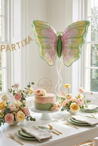Folyo Balon — Sarı Yeşil Kelebek | Kelebek Temalı Kız Çocuk Doğum Günü Baby Shower Pastel Konsept Parti Süsleme Fotoğraf Köşesi Dekorasyon Balonu