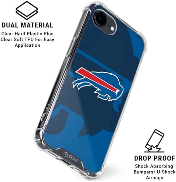 Skinit Clear Phone Case Compatible with iPhone 16e - Officially Licensed NFL Buffalo Bills Double Vision Design