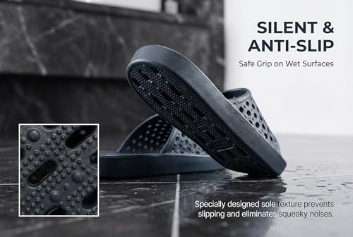 Image of clootess Shower Shoes Slide for Men and Women Holes Bath Slipper Bathroom Sandal Pool Gym College Dorm Non-Slip