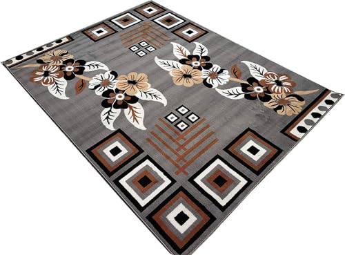 Image of Home Decore Acrylic Carpet for Your Living Room & Drawing Room Aywhere in Your Home Size - 6 X 8 Ft (Grey-D-1)