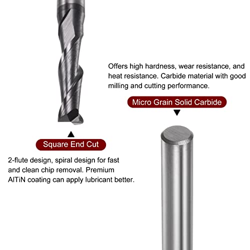 Image of HARFINGTON Square End Mill 3.5mm x 12mm Cutting 4mm Shank Micro Grain Solid Carbide AlTiN Coated 2 Flutes Milling Bit Cutter for Alloy Hardened Steel Aluminum