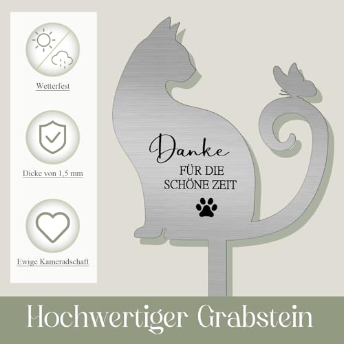 Namalu Metal Grabplatte mit Gravur Katze Gedenkstein Outdoor Grabschmuck Wetterfest Gedenktafel Draußen Schieferplatte Deko für Tiere Grab Erinnerung Katze Trauer Geschenk für Tierbesitzer(Katze)