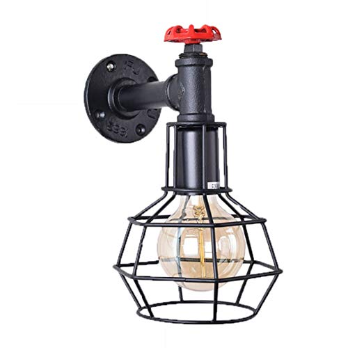 Lámpara de pared industrial retro E27 con jaula de metal para iluminación interior vintage