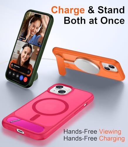 Image of Magnetic Compatible with iPhone 14 Case /iPhone 13 Case,[Built-in Invisible Kickstand][Compatible with MagSafe][Military Grade Shockproof] Slim Translucent Matte Phone Case for iPhone 14 /13 6.1 inch