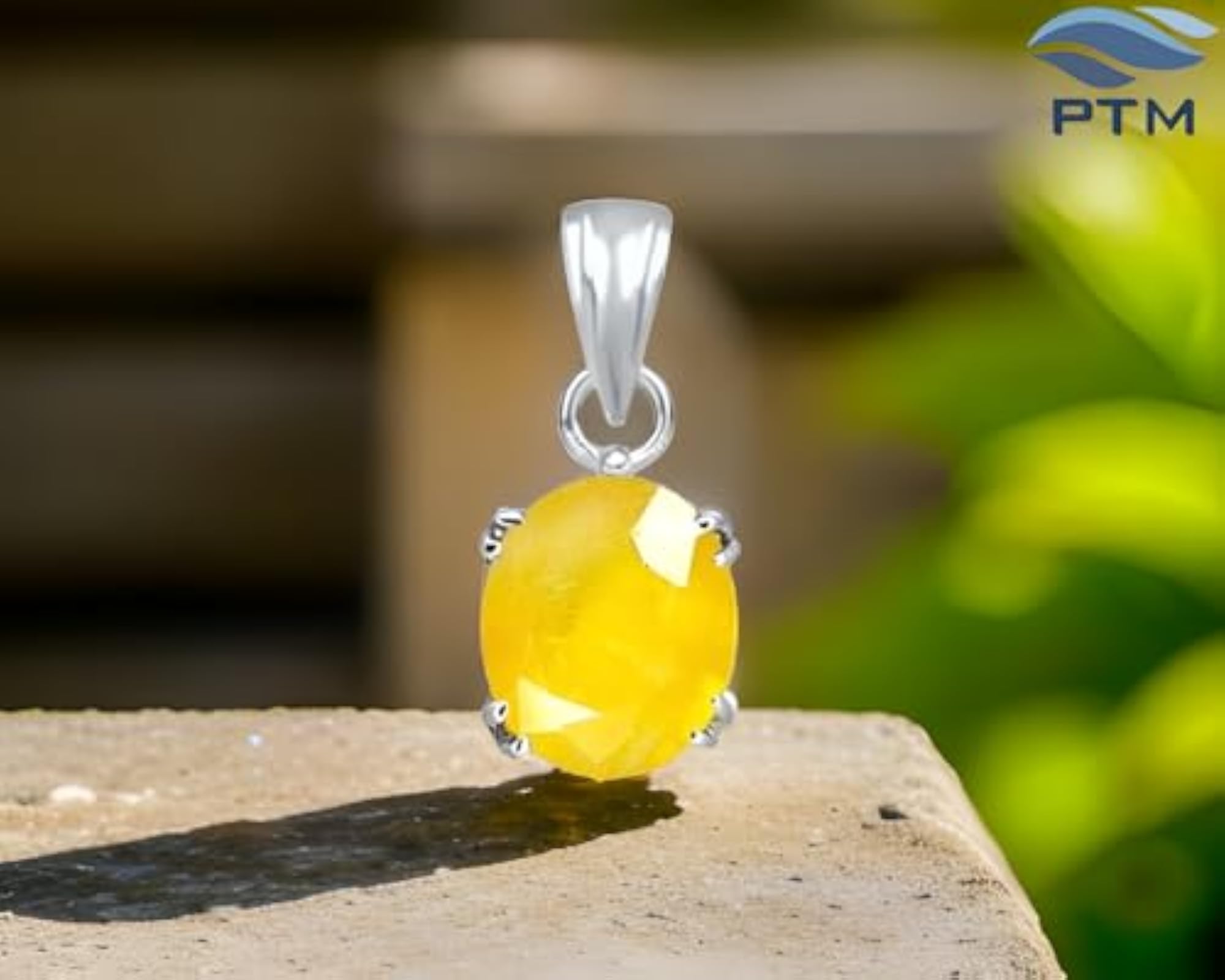 Natural Yellow Sapphire Pendant in 925 Sterling Silver