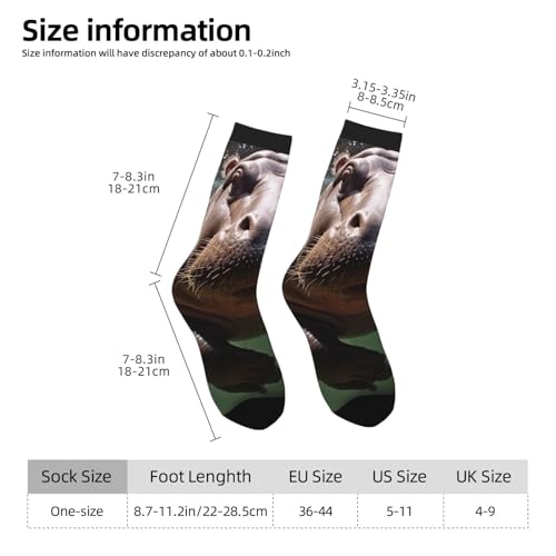 Diving Hippo Crew Socks Women Men Cushioned Athletic Socks Adult Calf Socks Casual Above Ankle Sock3