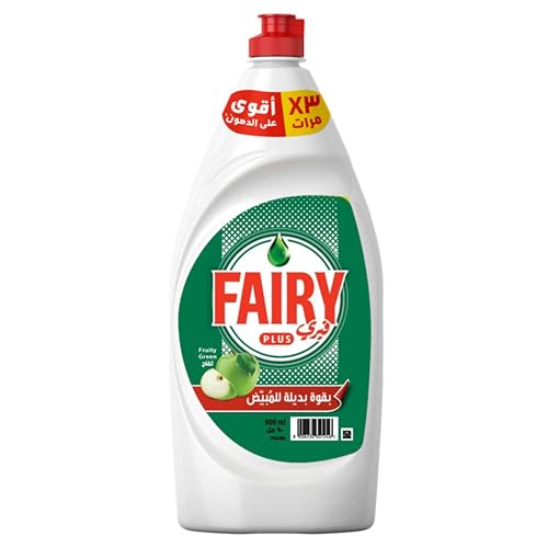 Fairy Plus Fruity Green Dishwashing Liquid Soap With Alternative Power To Bleach 900 ml