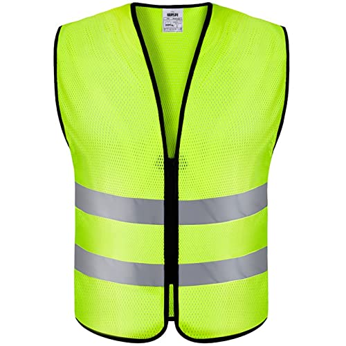 ZHANGQI Gilet De Sécurité, Gilet Réfléchissant De Sécurité en Maille Haute Visibilité (Color : Green, Size : Dress Length 68cm) Cover