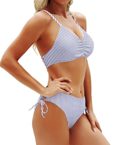 Yonique Womens Two Piece Bikini Set Strappy Swimsuit Side Tie Bathing Suits Racerback Swimwear4