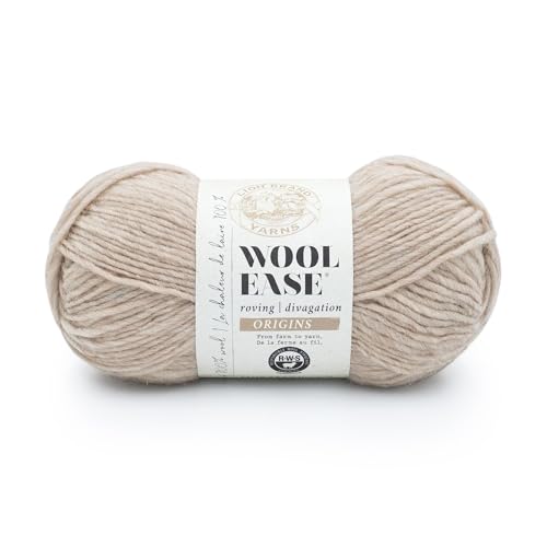 Lion Brand Yarn Wool-Ease Roving Origins 100% Wool Yarn for Knitting and Crochet Latte 1 Pack