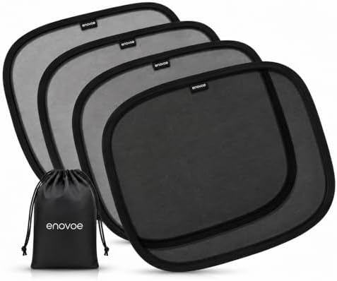 Enovoe Large Car Sun Shade (2 Pack) for SUVs, Minivans and Full-Size Sedans - Premium Baby Car Window Shades Blocking Over 97% UV Rays - Universal Fit - Black - 4 Pack