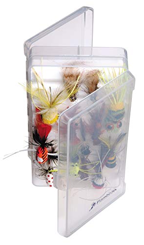 Flambeau Outdoors 7155 Double-Sided Streamside Fly Box with Ripple Foam, Mini-Twin Pocket Precision Fly Storage, Clear/White