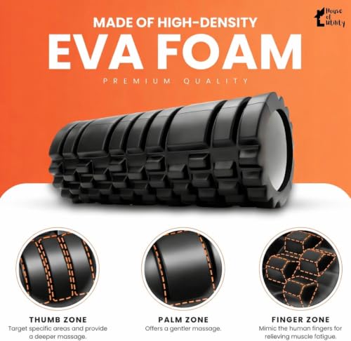 Image of High-Density Foam Roller for Deep Tissue Muscle Massage & Back Pain Relief - Exercise Roller for Gym, Fitness, Yoga & Stretching (33cm)