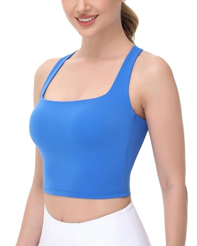 Image of romansong Strappy Yoga Sports Bras for Women Padded Criss-Cross Back Tank Tops