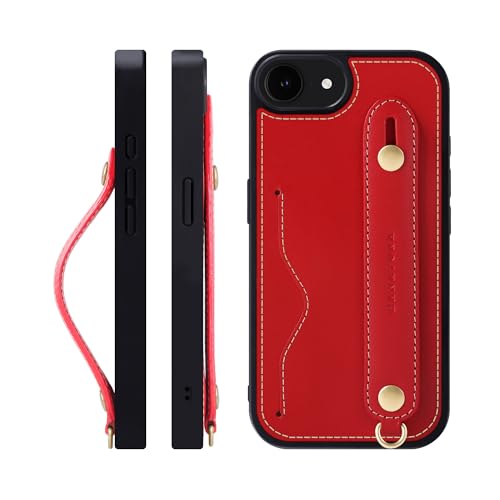 HANATORA for iPhone 17e 16e �P�[�X �{�v �ϏՌ� �w�ʃx���g �X�g���b�v�����O �X�}�z�P�[�X �X�}�z �X�^���h�@�\ �l�b�N�X�g���b�v �t�� �C�^���A�����U�[ �M�t�g ���b�h CGH-16e-Red