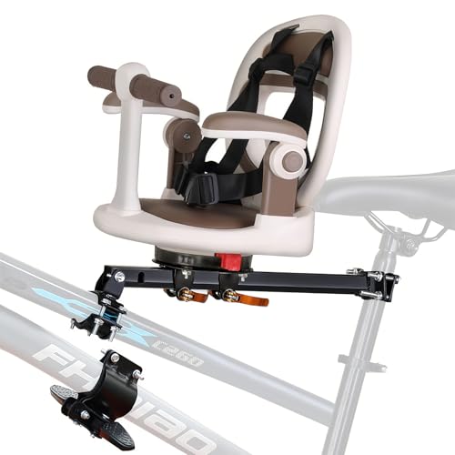 auvstar Siege Velo Enfant Avant,Siège De Vélo De Montagne pour Enfant,avec Ceinture De Sécurité,Dossier,Pédale,Accoudoirs,Siège Pivotant À 360°,Convient Aux...