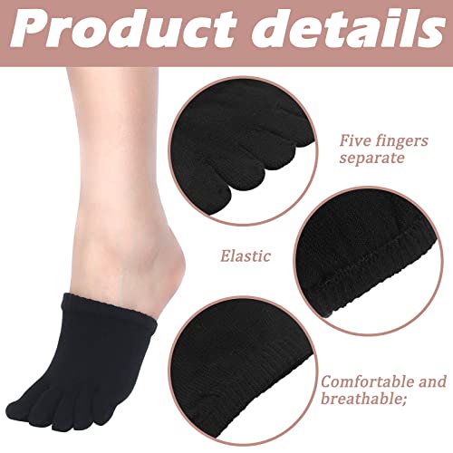 Geyoga 6 Pairs Toe Topper Socks Toe Liner Half Seamless Socks No Show Low Cut Socks Footwear For Women Men (Black, White) #TOP3