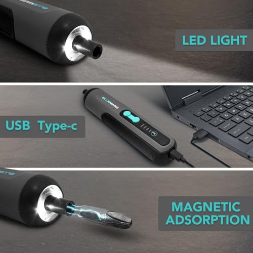 BlueMars Electric Rechargeable Screwdriver Set 3.6V 2AH Cordless Mini Small Battery Power Screwdriver with 27-Piece Bit, Dual Led Working Light,Storage Box, Type C Cable,Adjustable Torque (Max 5N.M) 4 BlueMars Electric Rechargeable Screwdriver Set 3.6V 2AH Cordless Mini Small Battery Power Screwdriver with 27-Piece Bit, Dual Led Working Light,Storage Box, Type C Cable,Adjustable Torque (Max 5N.M) - Image 4