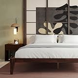 Bme Chalipa 14” Solid Wood Bed Frames - Wood Platform Bed Frame - Japanese Joinery Bed Frame - Wood Slat Support - Bed Without Box Spring - Easy Assembly - Minimalist & Modern Style, Walnut - Full
