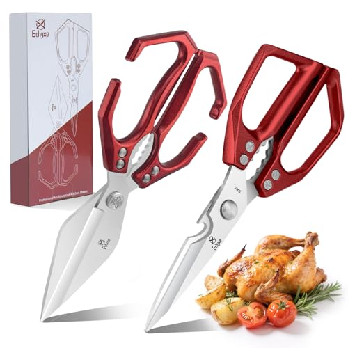 Ethyxe Kitchen Scissors Set Upgraded - Heavy Duty Stainless Steel Kitchen Shears, Sharp Poultry Scissors for Meat, Chicken Bones, and Turkey, Dishwasher Safe