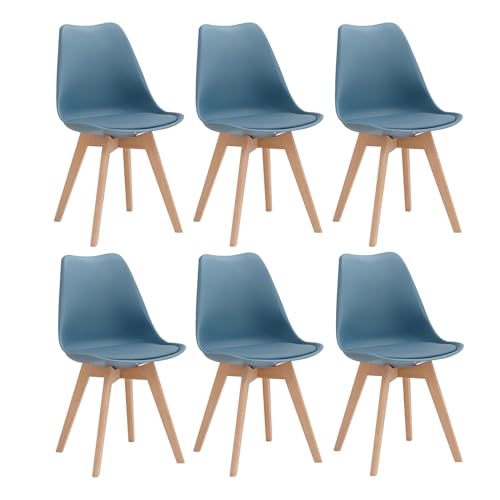 JZGORC Lot de 6 Chaises de Salle à Manger, Chaises de Cuisine Nordiques, Chaises de Bureau avec Pieds en Hêtre Massif pour Chambre à Coucher, Salon, Cuisine...