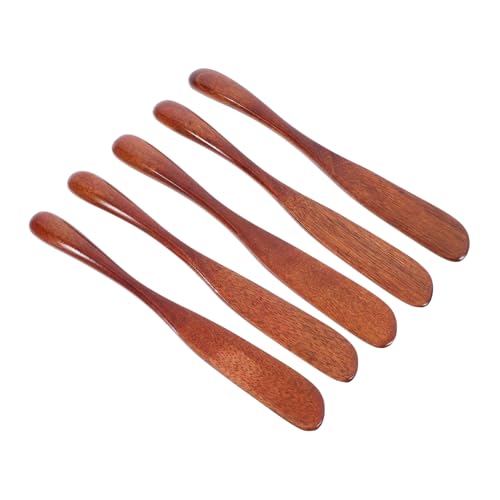 Cabilock Wooden Face Mask Stick Multi-function Knife Set 5pcs Butter Knife Cheese Spreader Jam Spreader for Kitchen Baking