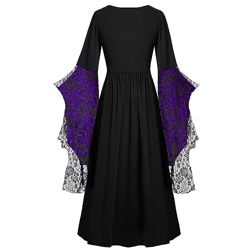 Witch Costume Women Plus Size Lace Butterfly Sleeve Gothic Halloween Dress - image 4