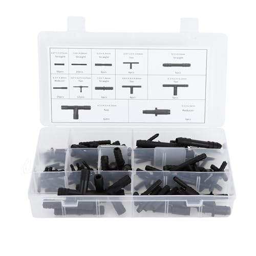 Partuto Vacuum Tubing Connector for Cars Vacuum Tee Connector Assortment Kit Black 3/8" 1/4" 3/16" 1/8" 5/32" 3/8" 5/16" 1/4" 3/16" 1/8" 3/8"x1/4" 1/4"x3/16"