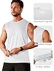 MAGCOMSEN Men's Stringer Tank Top Cotton Sleeveless Tee Shirt UPF 50+ Quick Dry Muscle Bodybuilding Training Undershirt, White, L #5