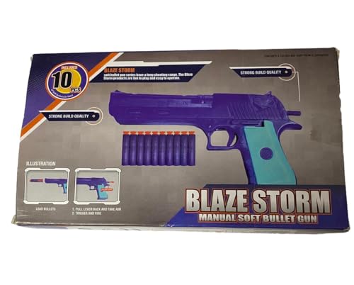 Image of Blaze Storm Hot Fire Soft Bullet Gun Toy with 10 Safe Soft Foam Bullets, Fun Target Shooting Battle Fight Game for Kids Boys (Storm- Hot Fire)