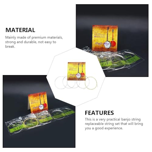 5 Stück Saiten Banjo-Saiten Gitarrenparts Banjo-Teile Ukulele Zubehör Akustische Gitarre Elektrisches Banjo Gitarren-Kits Hawaiianische Accessoires Metall Saitenwechsel Bass-Saiten