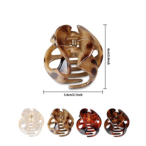 Hair Claw Clips,Cukeyouz 4 Pack Hair Jaw Clips Non Slip Irregular Leopard Print Hair Clips For Thin Hair Fashion Claw Hair Accessories For Women Girls #TOP1