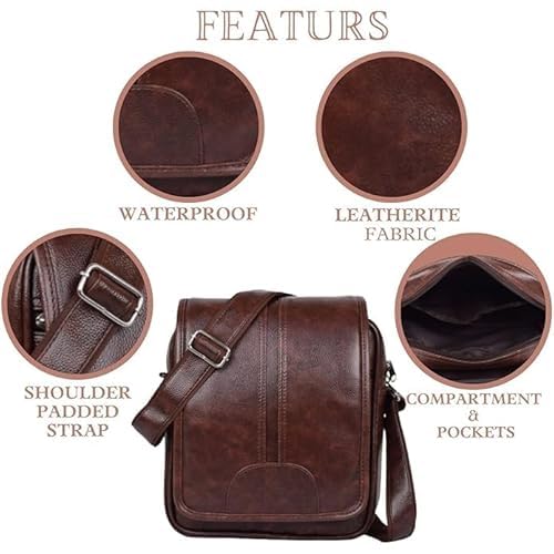 Image of Unique Side Bag One Side Shoulder Bag For Men & Women Leatherite bag Travel Bag Trendy Bag Leather Bag Office Bag