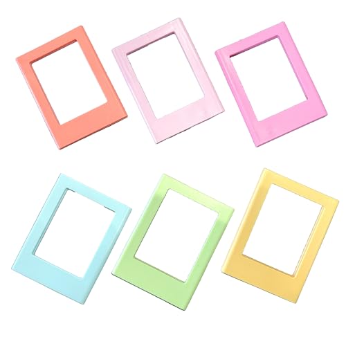 【Ponko】6枚セット カラーフォトフレームマグネット チェキサイズ対応 強力マグネット 冷蔵庫 写真飾り おしゃれ インテリア 推し活 家族写真 インスタ映え ホワイト/ブラック (色の組み合わせ1)