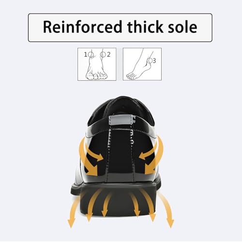 New Leather Shoes Men，Lace-up Low-top Patent Leather Triple-Joint Dress Shoes Leather Fashion Groom Wedding Leather Shoes4