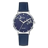 Go Girl Montre Femme Acier Cuir Bleu Cadran Bleu Et Papillons 699348