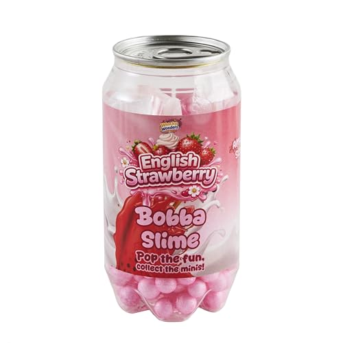 Image of English Strawberry Bobba Slime for Kids | Squishy Stretchy with Bobba Beads & Collectible Mini Charms | Surprise Slime Can Toy | Stress Relief Sensory Play | Ages 6+ (1 Can)