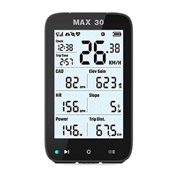 SHANREN Komputer rowerowy Max 30, Ant+ BLT 4.0 Miernik rowerowy GPS z kontrolą tylnym światłem 3' Serwis za pośrednictwem aplikacji