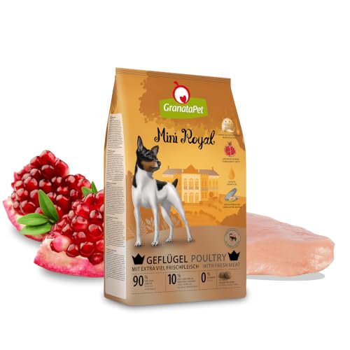 GranataPet Mini Royal Geflügel, Trockenfutter für Hunde, Hundefutter ohne Getreide & ohne Zuckerzusatz, Alleinfuttermittel für ausgewachsene Hunde, 1 kg
