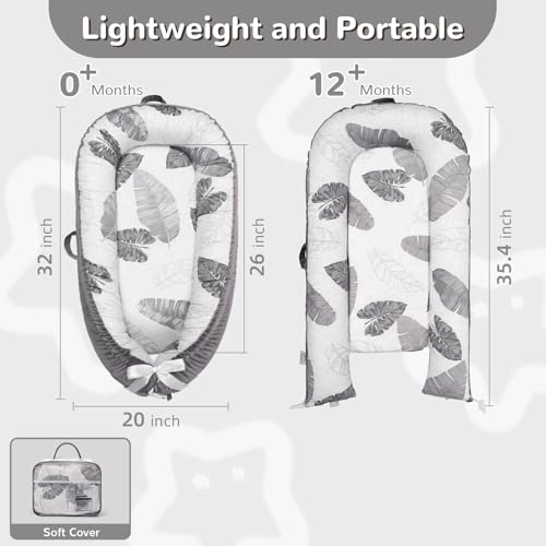 Image of EAQ Baby Lounger, Infant Lounger for Newborn,Portable Baby Nest Cover Breathable & Soft, Newborn Essentials