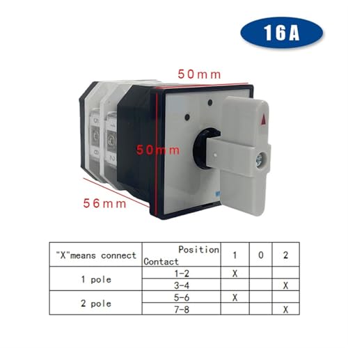 Interruptor de leva LW12-16/2 de 3 posiciones ON-OFF-ON y 16A para control electrico 5