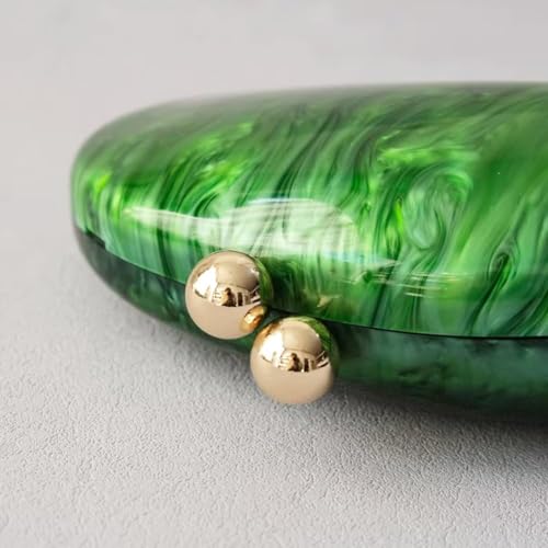 Image of Acrylic Shell Shaped Bag Luxury Marble Clutch Evening Purses for Women Glitter Handbag for Wedding Cocktail Party Prom